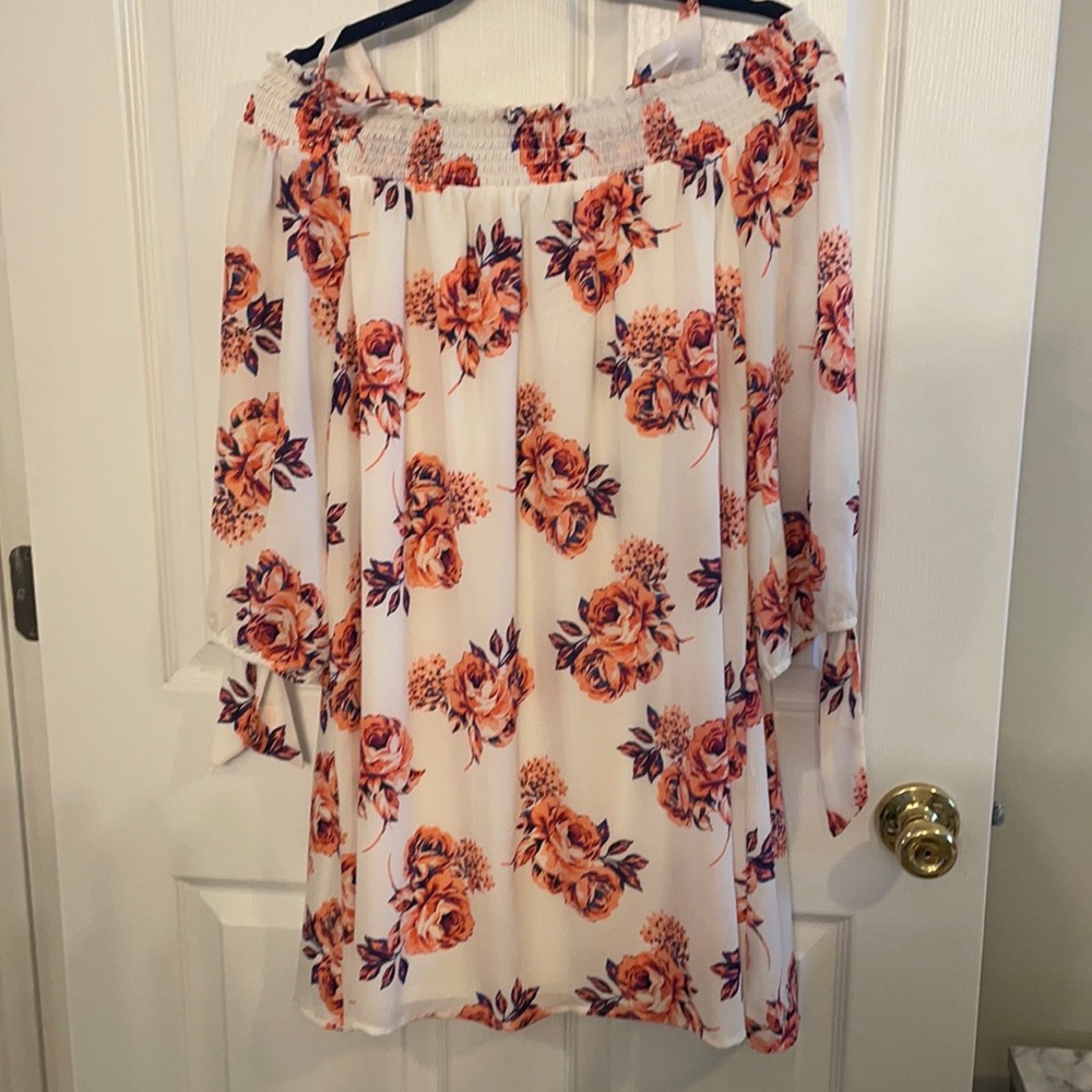 Floral print strapless dress w optional straps